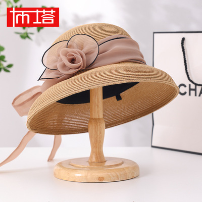 布塔草帽女士夏季轻薄透气古风高颜值海边度假遮阳沙滩优雅赫本帽