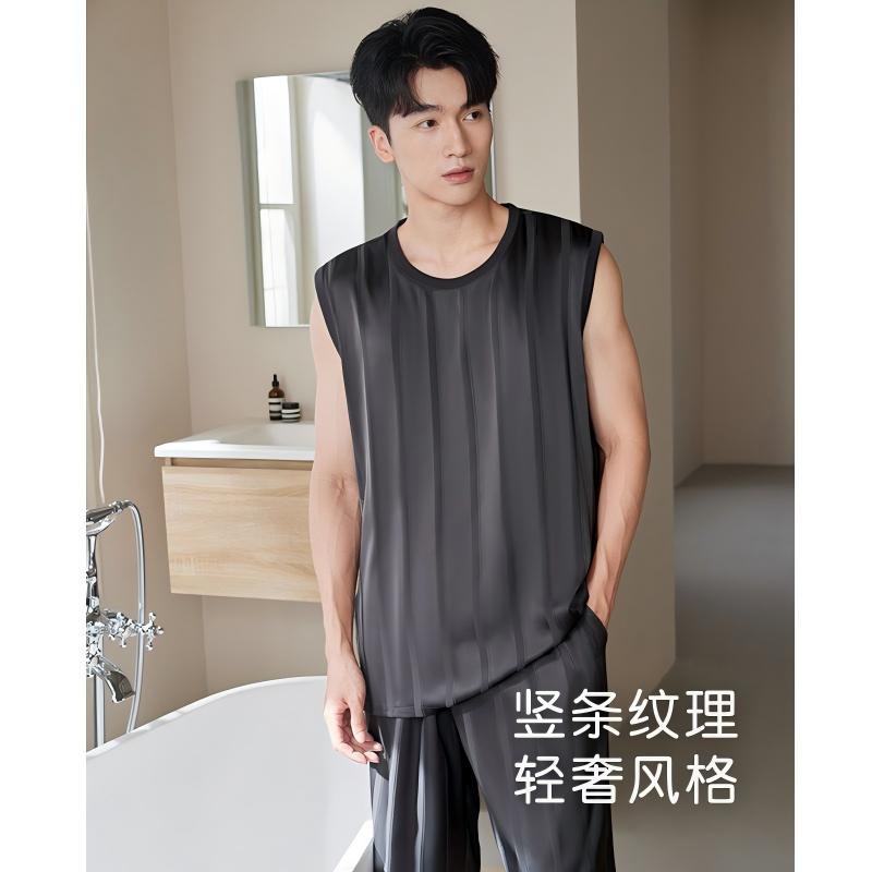 维多利亚男士冰丝凉感睡衣套装