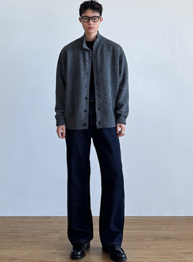 SIIIEND日系复古立领针织开衫男秋季宽松休闲百搭毛衣外套