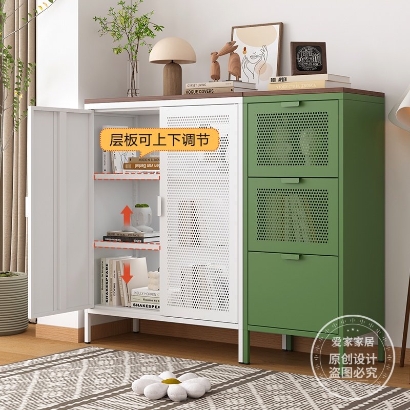 中古风韩式钢制餐边柜客厅靠墙储物柜现代简约茶水柜收纳柜床头柜,住宅家具,餐边柜,淘宝优惠券,粉丝福利购,淘宝优惠卷