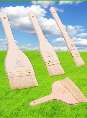 三能羊毛刷食品蛋液4128油4129烧烤蛋糕面包刷子木头柄软毛刷月饼