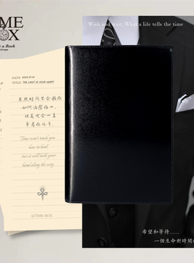 TIME BOX意大利闪光牛皮书套式记事本 真皮皮面商务笔记本子商务