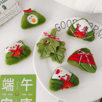 卡通端午节安康毛绒公仔玩偶胸针配饰高中小粽子艾叶装饰节日礼物