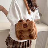 日系可爱卡通毛绒双肩包学生单肩包斜挎包mini小背包女孩小背包包