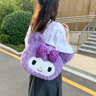可爱单肩斜挎包卡通休闲学生上课酷洛米双肩包大容量学院风毛毛包