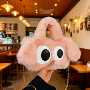 迷你手机包女包 毛毛斜跨小包女生休闲手提小方包时尚 2025冬季 新品