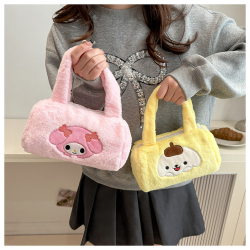 毛绒包包女小清新少女手拎包可爱软妹学生手提包小众毛毛包零钱包