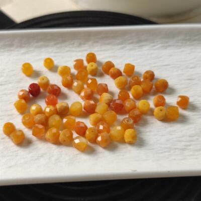 缅黄缅甸黄龙玉无相珠桶珠刻面配饰散珠盘玩变色
