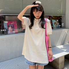 #Real price ᦇ design sense small crowd medium length Polo neck short sleeve T-shirt women's summer