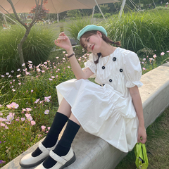 #French first love sweet little bubble sleeve dress