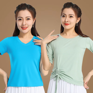 夏季新款舞蹈上衣莫代尔短袖t恤中袖跳舞衣服中老年练功服品牌衣