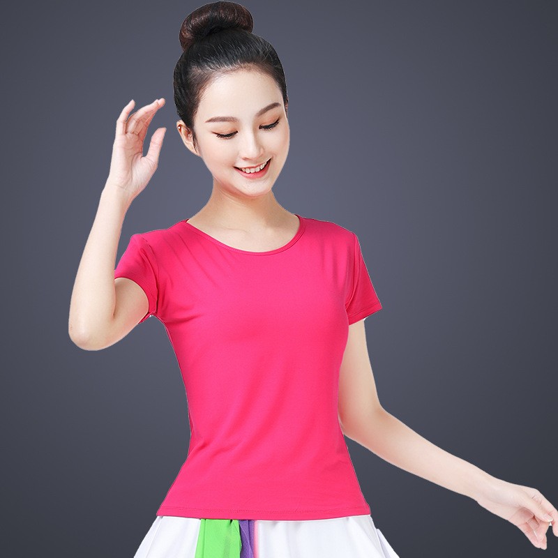 莫代尔新款中袖上衣广场舞服装舞蹈演出服跳舞衣服女瑜伽练功服夏