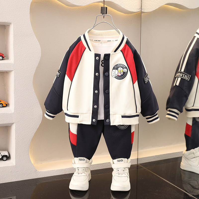 奥特曼男童春秋休闲棒球服套装