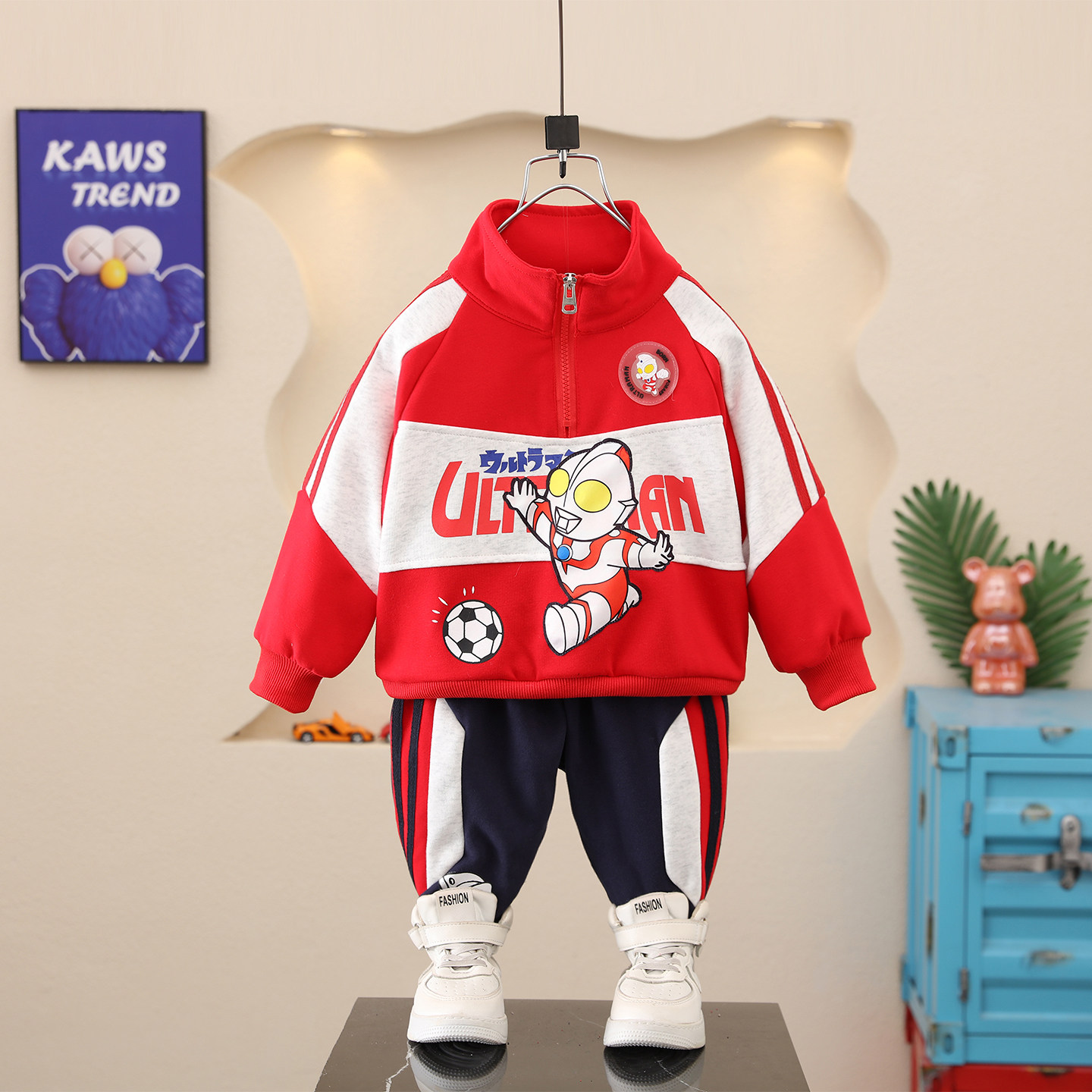 男童春装套装2026新款痞帅气宝宝春秋季卫衣儿童奥特曼衣服男孩潮