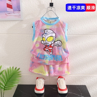 奥特曼衣服男童夏装背心套装夏季无袖儿童篮球服男孩运动速干透气