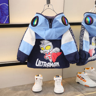 奥特曼男童外套2026新款帅气春秋季宝宝春装儿童冲锋衣男孩衣服潮