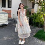 【已出大货】【送头巾】碎花叠穿三件套连衣裙女夏B20-P135-K198，女装连衣裙，浙宝176（原073）