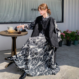 【数据好】新中式西装马甲水墨画连衣裙两件套8815-P170-K255，女装连衣裙，浙宝176（原073）