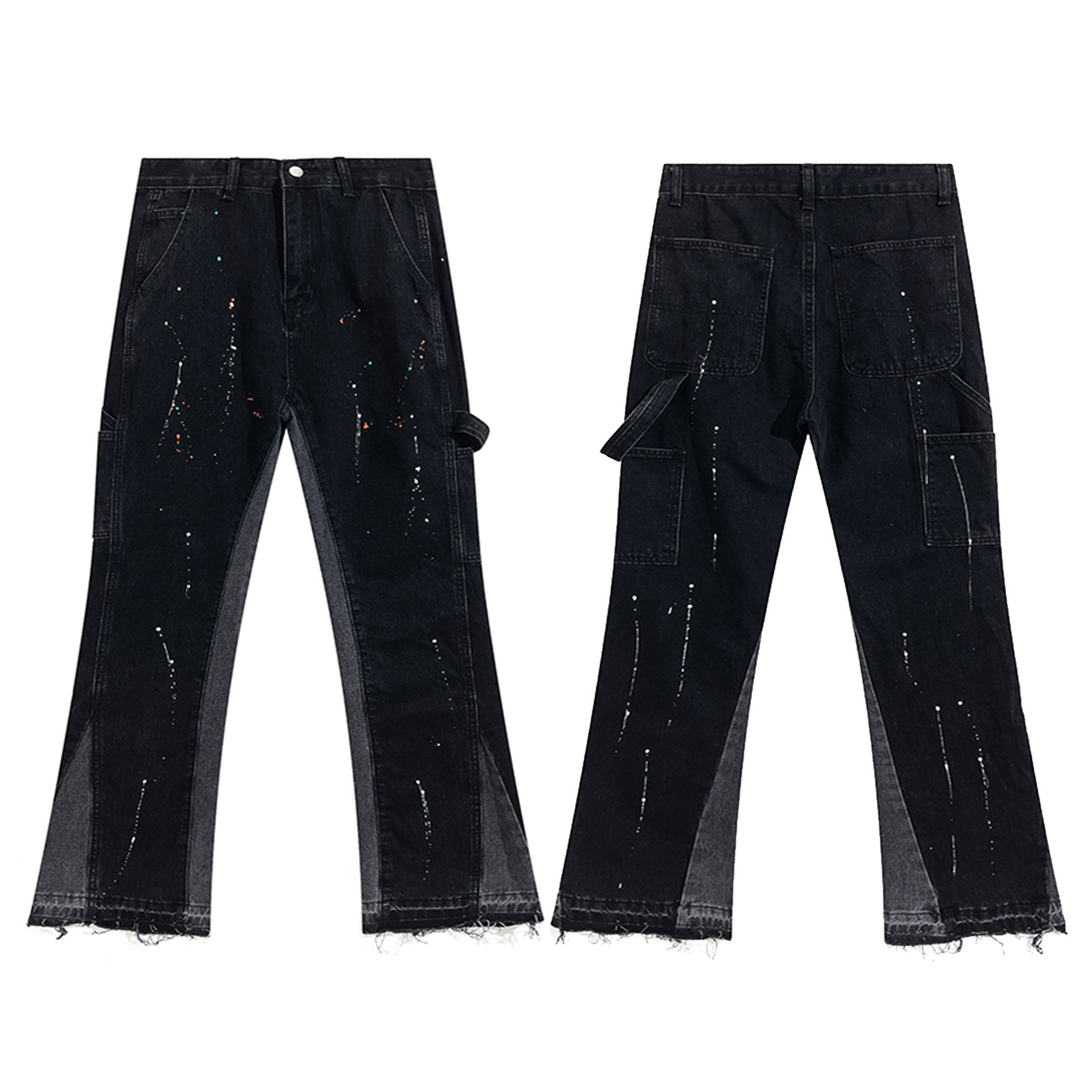 Gallery Dept Splash-Ink Graffiti Micro-Flared Structure Splicing Casual Loose Jeans Long Pants Unisex Trendy