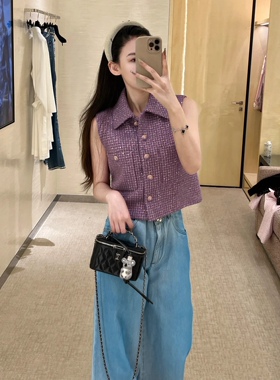 OLIVO.EN2024早春新款贵族紫小香马甲外套