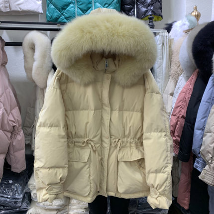 真毛领羽绒服女短款时尚洋气收腰加厚韩版东大门秋冬外套爆款潮
