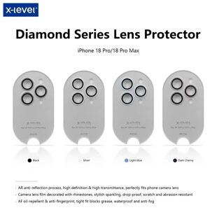 X-Level钻石系列镜头膜适用苹果18摄像头全包保护膜iphone18pro钢化玻璃贴膜18promax防刮防磨防指纹闪钻