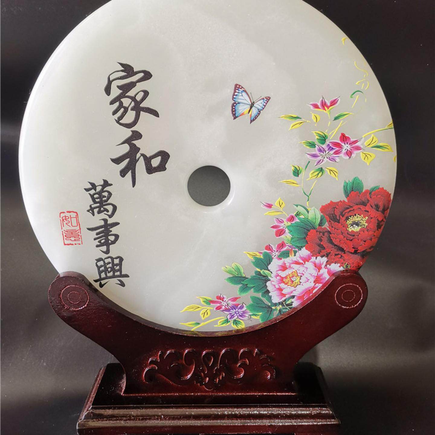 镇宅平安扣玄关天然玉石家居摆设