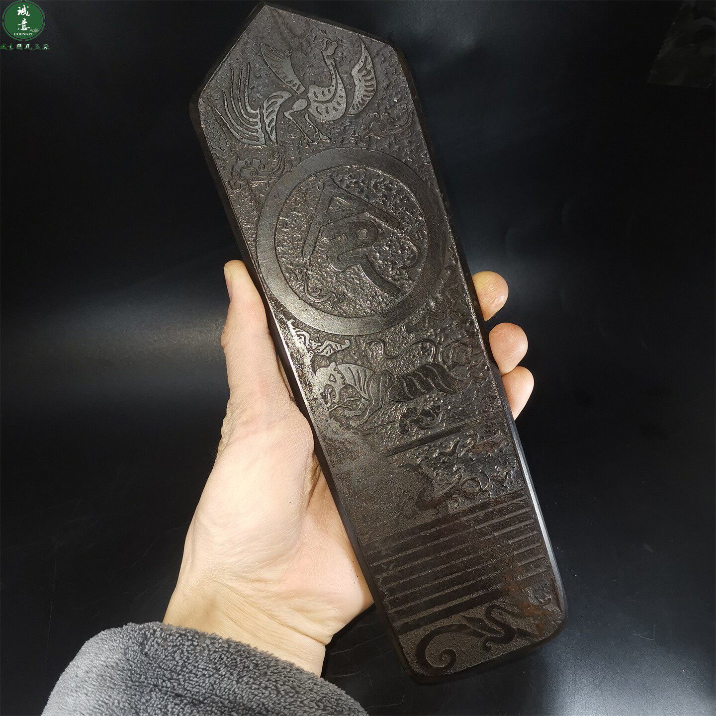 仿古代岫玉石大玉圭令道家上朝笏板白虎朱雀令牌法器道具饰品摆件