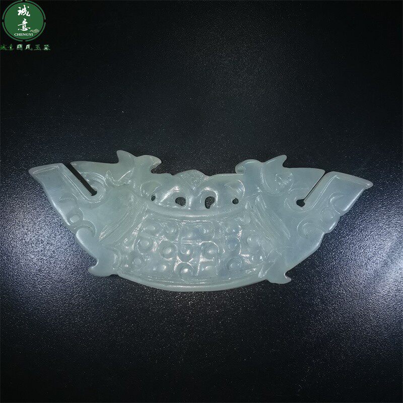 天然岫玉器仿古双龙玉璜玉佩吊坠挂件古风汉服腰佩饰道具玉壁腰坠