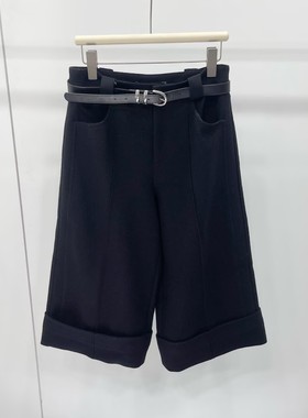 商场同款2025秋装新款毛呢宽松中厚阔腿休闲裤女中裤AR304003