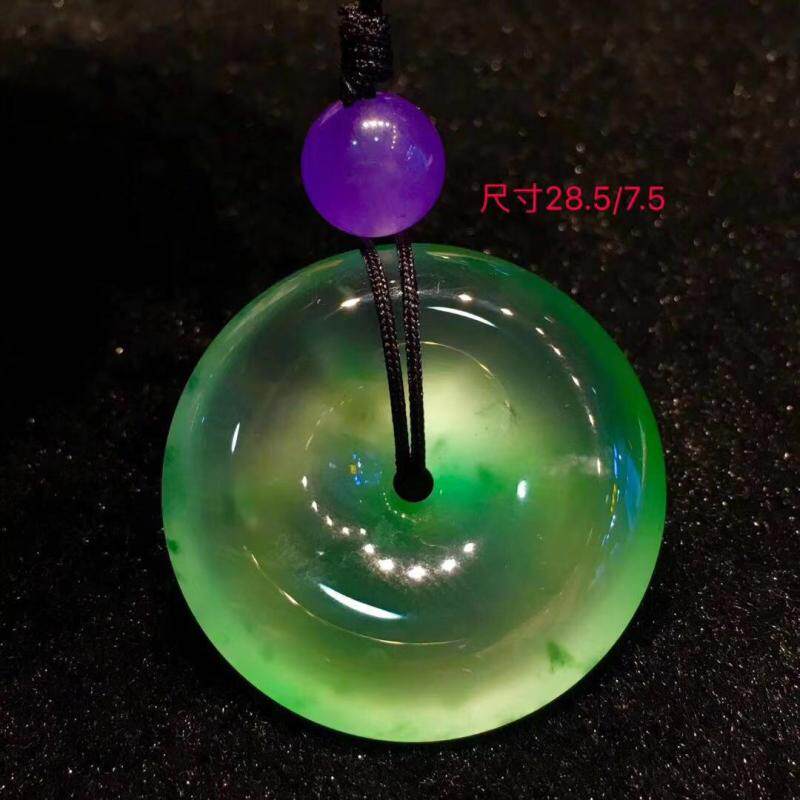 【已结缘】Funbox收藏级老坑玻璃种冰飘正阳绿翡翠平安扣素挂件坠