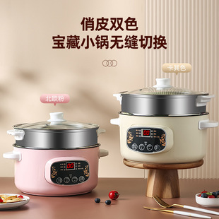 电煮锅多功能家用电火锅学生宿舍煮面小电锅蒸煮一体锅电炒菜炒锅