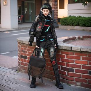 2025冬季迷彩牛仔套装女两件套显瘦女装连帽上衣长裤设计感休闲装