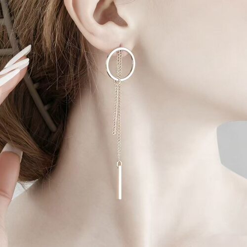 Chain tassel earrings链条流苏耳钉女百搭长款耳线小众
