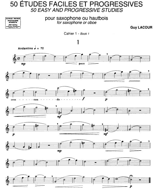 拉库尔50首萨克斯练习曲乐谱带有示范音视频