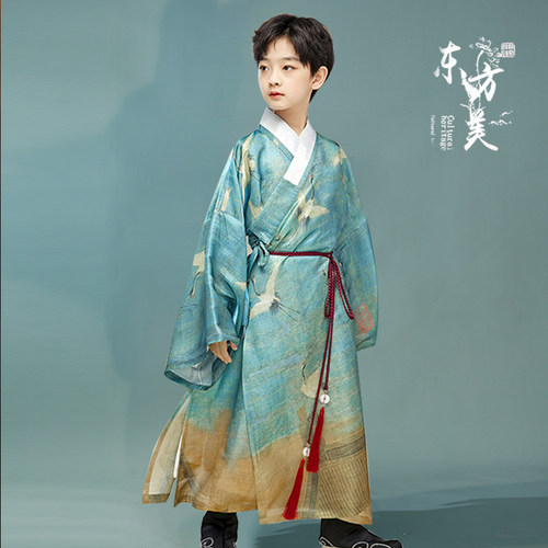 薄款春季男童交领大袖明制套装