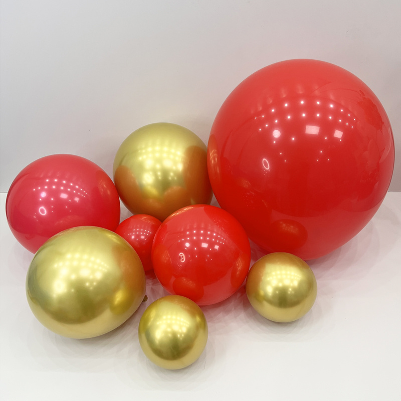 5/10/12/18/36寸铬金色气球中国红大红色鲜红色喜庆装饰气球