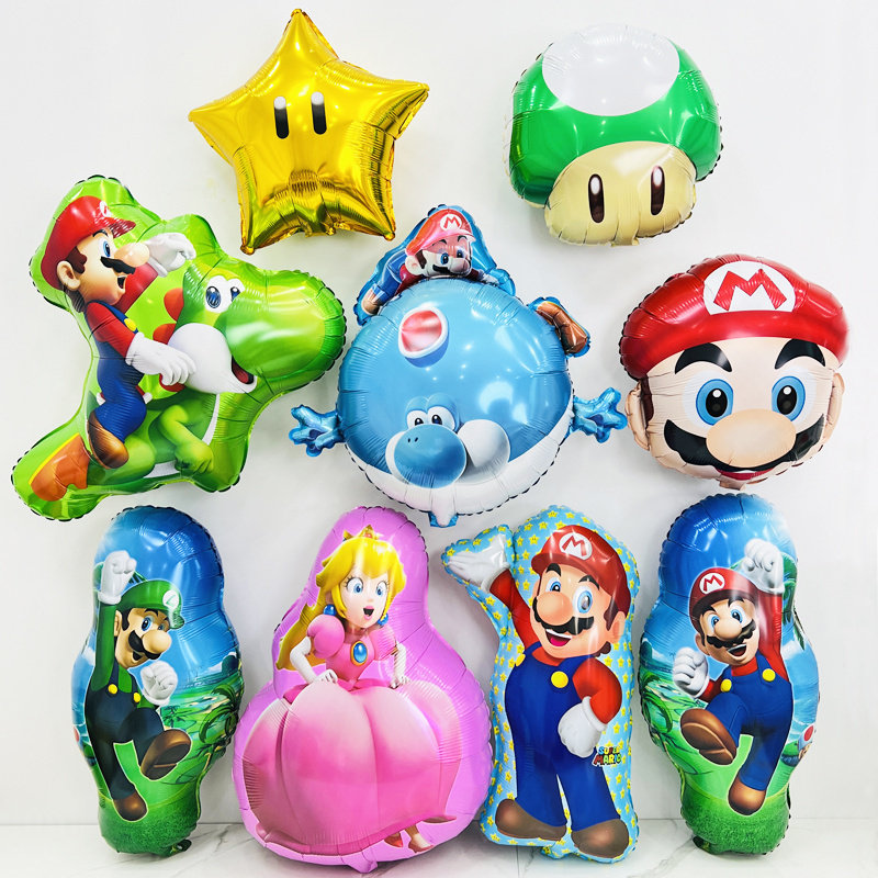 超级玛丽气球 碧琪公主路易基 儿童生日派对装饰马里奥铝膜气球