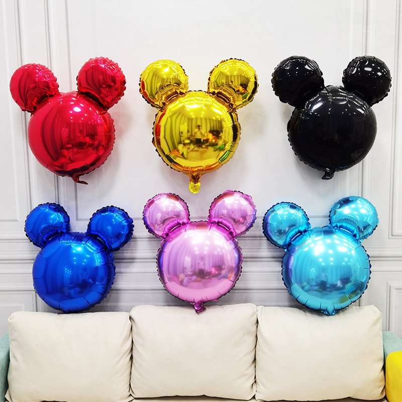 米奇头无图案光板粉蓝黑红色气球