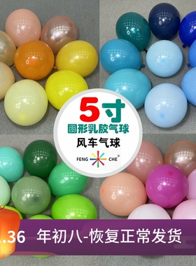 风车气球 5寸小号圆球浅粉马卡龙蓝暮光白紫果绿肤棕黄橙玫石榴红