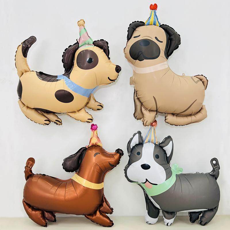 生日帽小狗气球哈士奇巴哥斑点狗