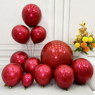 5/10/12/18寸双层香奈红气球高档浪漫婚礼婚房装饰车厘子尾巴气球