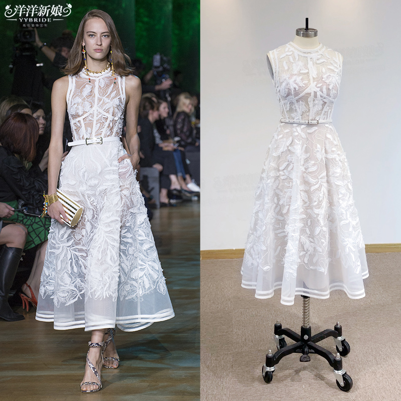 Elie Saab日常小礼服2020新款中长裙订婚生日宴酒会毕业舞会礼服