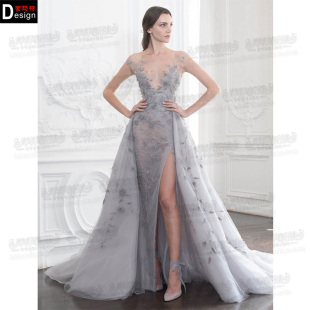 显瘦鱼尾新娘敬酒服2023新款 毕业舞会酒会年会露腿性感晚宴长礼服