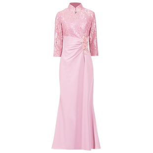 多丽琦新款轻奢改良旗袍裙优雅宴会主持礼服高级感时尚气质连衣裙