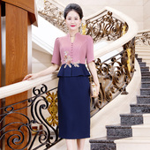 女 短袖 多丽琦新款 礼服轻奢优雅连衣裙主持人晚礼服小个子可穿夏季