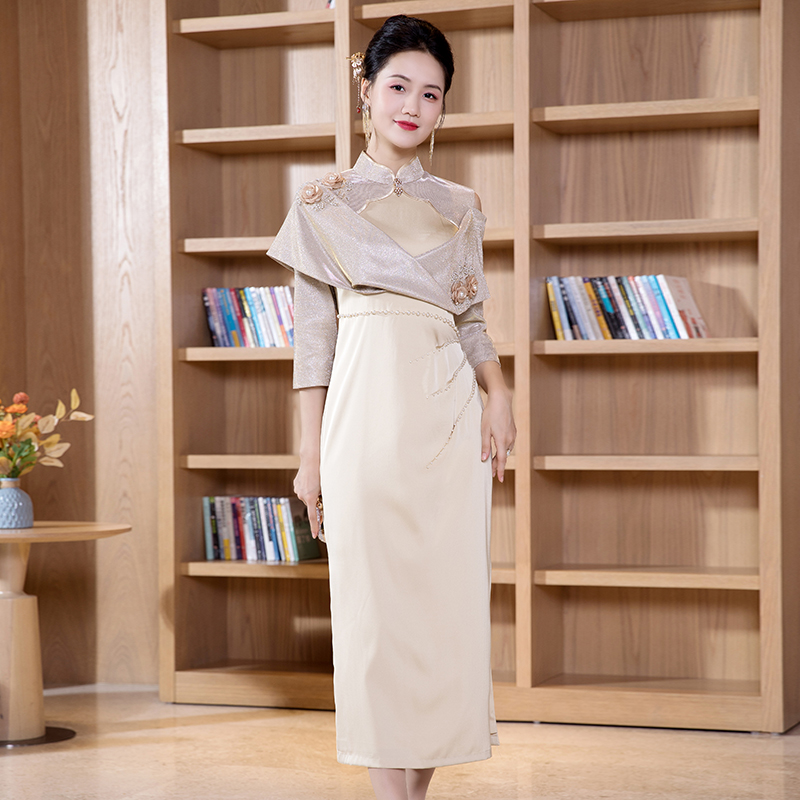 多丽琦复古风修身显瘦高档连衣裙