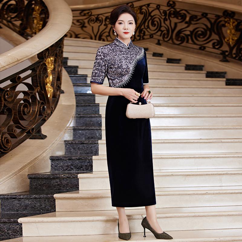 多丽琦旗袍2025新款高端修身礼服妈妈装日常可穿时尚复古连衣裙女