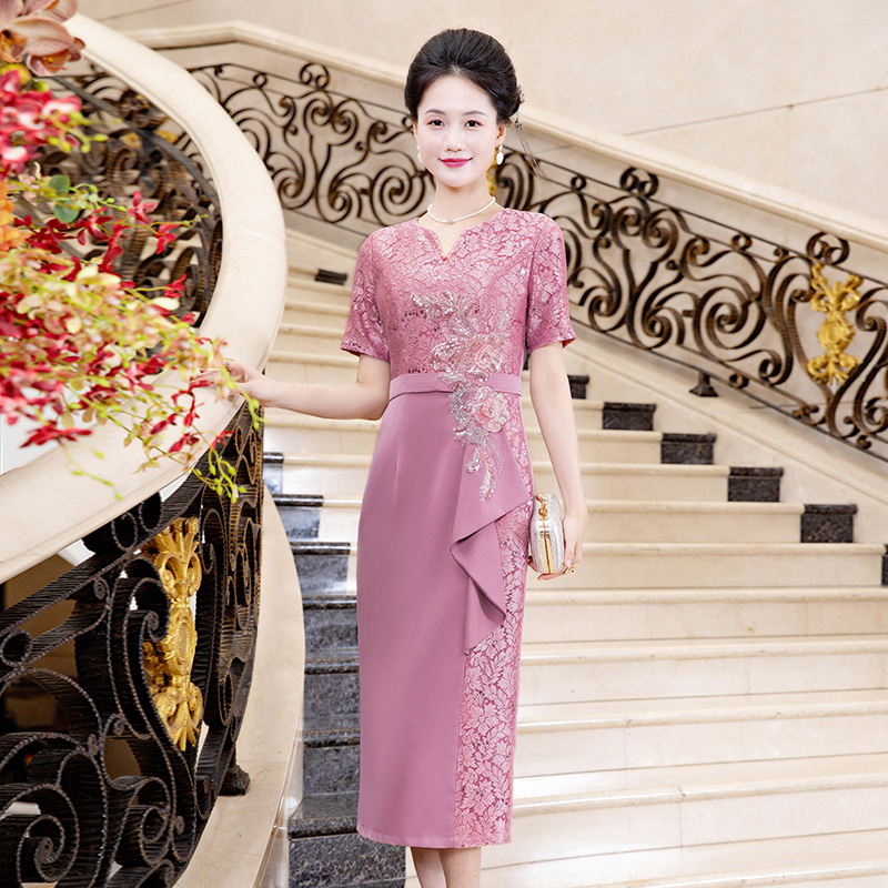 多丽琦轻奢风礼服裙短袖常规袖