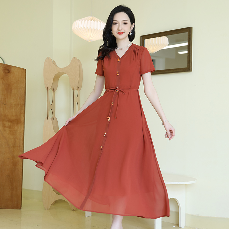 多丽琦新款连衣裙优雅喜婆婆婚宴装减龄礼服裙主持晚装日常可穿女